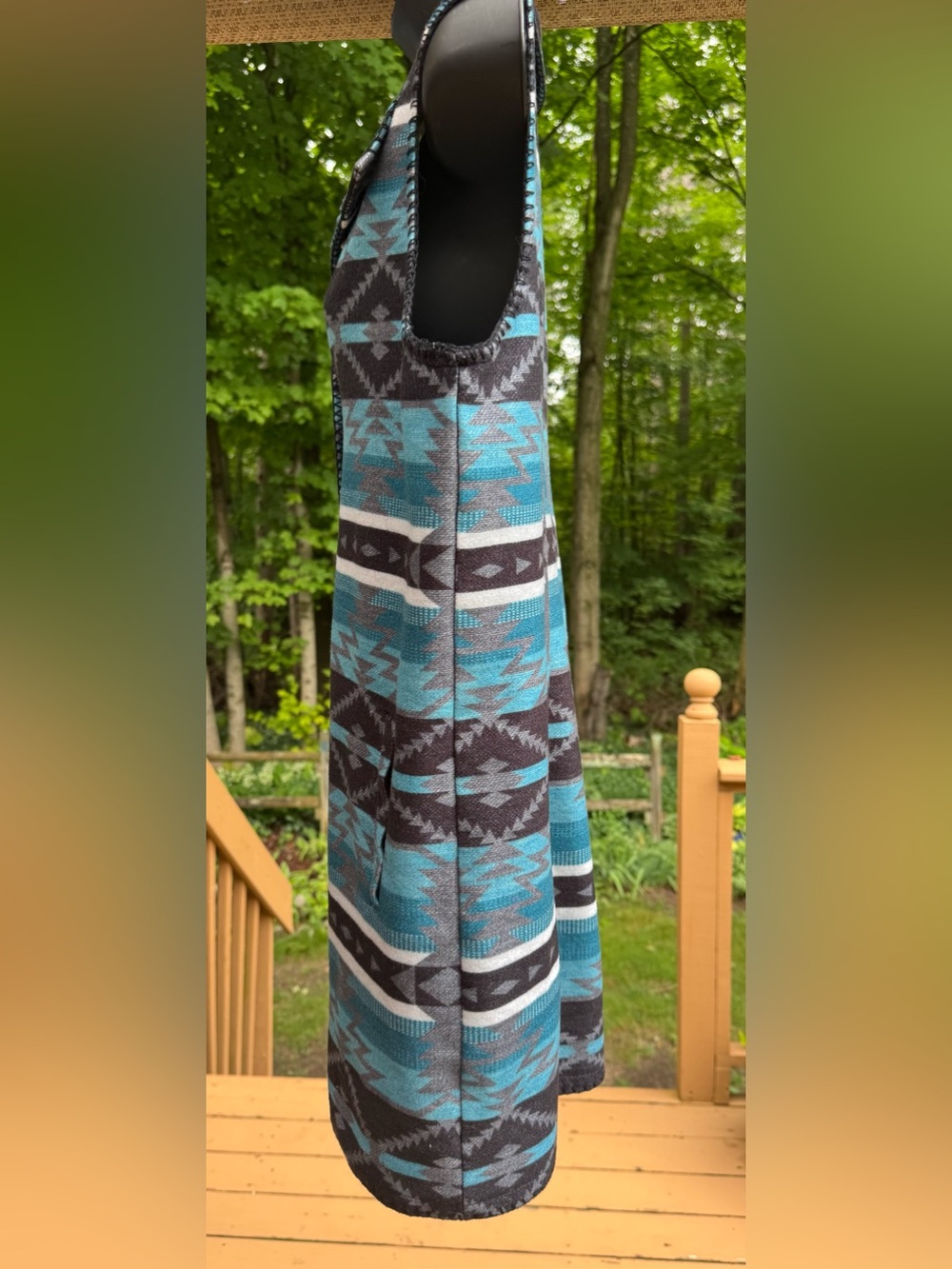 Turquoise Aztec-Pattern Button-Down Vest - Picture 9 of 13